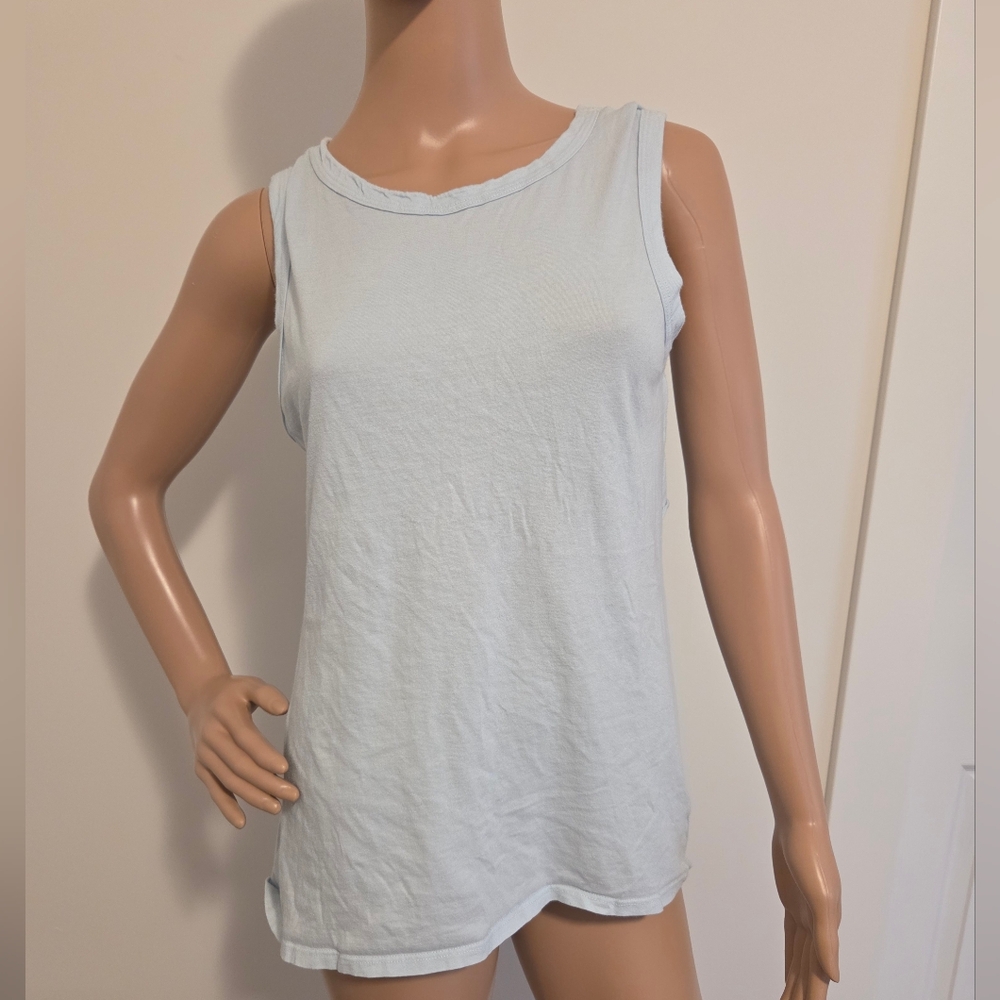 Groceries Apparel Baby Blue Twist Back Tank Top